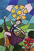 Dancing Lady Red Flower Window